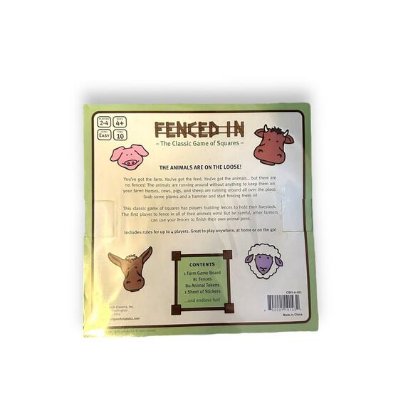 Fenced In The Classic Game of Squares The Animals Are On The Loose Ages 4 And Up - Picture 4 of 4